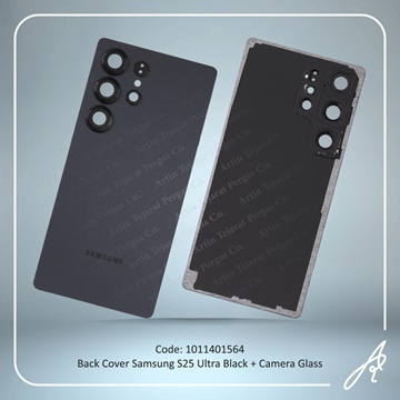 تصویر BACK COVER S25 ULTRA BLACK WITH CAMERA GLASS SAM